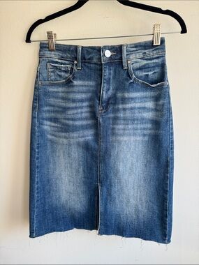 Risen Jeans Medium Wash Denim Midi Skirt Size Small
